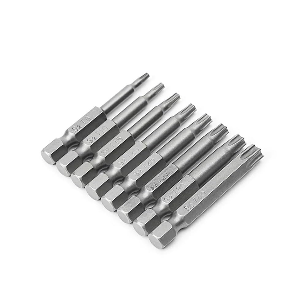 Ruxyoie 8Pcs-50Mm 8Pcs Tamper Resistant Bit Set Alloy Steel Magnetic 1/4'' Hex Shank