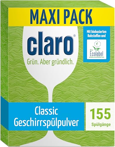 claro Classic Öko Geschirrspülpulver - 2 8 KG Spülmaschinen-Pulver - phosphatfrei umweltfreundlich & vegan - 155 Spülgänge