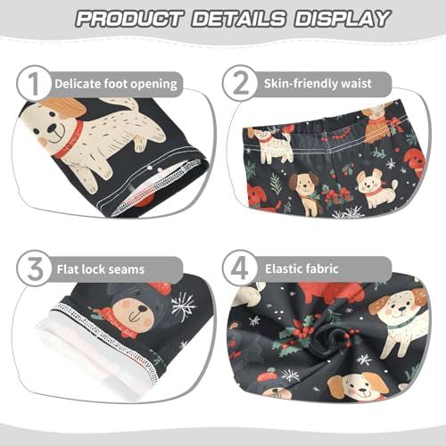 Christmas Cute Puppy Girls Leggings Ultra Soft Compression Yoga Gym Pants for Kids 4-10T3