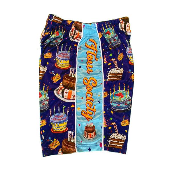 Flow Society Birthday Cake Mens Shorts - Lacrosse - LAX - Adult Athletic - Football - Hockey - Basketball - Baseball - Blue