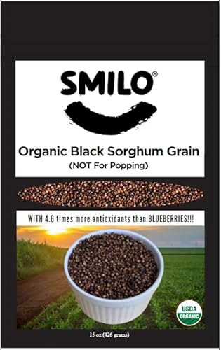 Organic Black Sorghum Grain (15 oz), Gluten Free Grain, Grown in USA, Great For Oatmeal, Stir-Fry, Pilaf, Flour-grinding, Salad Garnishing