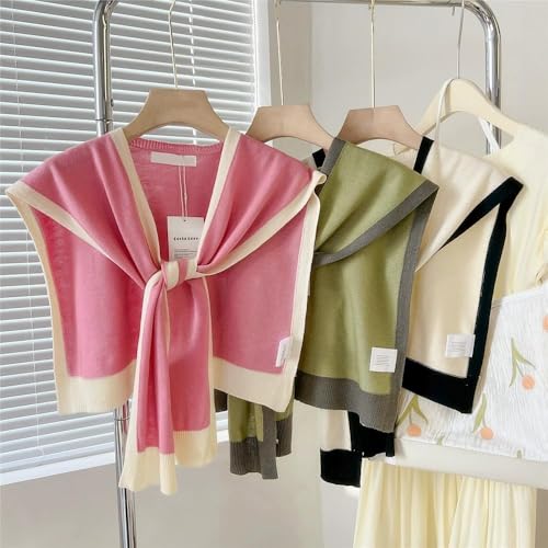 Women's Colorblock Shawl, Soft Stylish Wraps Striped Knitted Knotted Shawls, Travel Casual Wraps and Scarf Cape3