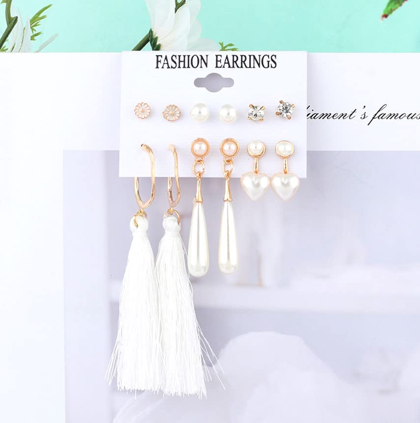 Image of ANNACREATIONS Stylish combo of pearl stud hoop earrings set for Women Girls