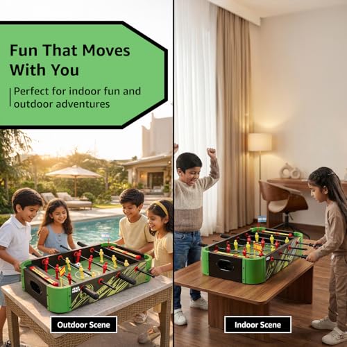 Image of Amazon Brand - Jam & Honey Foosball Table Game for Kids 6+ Years, BIS Certified Safe for Kids, Medium Size Tabletop Football, Indoor Soccer for Family Fun, Multicolour
