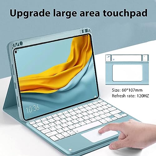 HEUCYL Touchpad Keyboard Case for Samsung Galaxy Tab A9 8.7-inch 2023 Model (SM-X110/X115/X117), Magnetic Detachable 7-Color Backlit Wireless Bluetooth Keyboard With Pen Holder,Mint Green