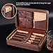 KEENSUN Cigar Case- 4-Finger Brown Ostrich Pattern Genuine Leather Travel Cedar Wood Cigar Humidor with Cigar Cutter and Cigar Holder Great Gift for Men