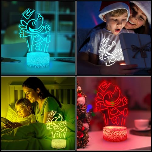 Image of Officially Licensed Dog Man Night Light - 7 Color LED 3D Illusion Lamp with Removable Base & USB /Battery Power, Kids Bedroom Decor, Book & Movie Fan Birthday Christmas Gift for Boys & Girls