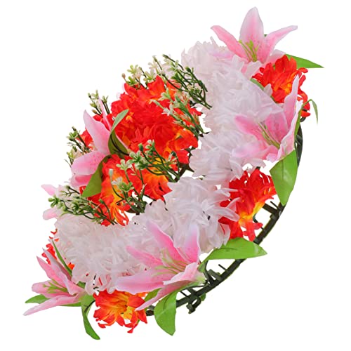Holibanna Fúnebre De Flores Artificiales Realistas Guirnalda para Cementerio con Lirios y Crisantemos Decoración Floral De Arreglo Floral