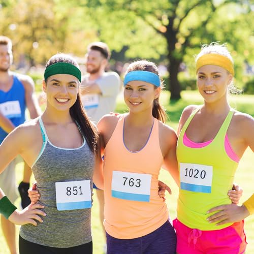 Image of Neon Sweatbands and Wristbands Bulk, Cotton Sports Headbands for Team Spirit, School Field Day, 80s 90s Party, Soccer Fan Accessories, Gym, Cheer and Group Events