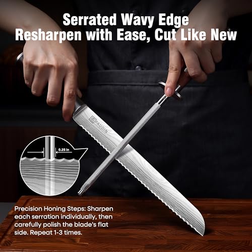 PAUDIN Bread Knife, 10 inch Serrated German Stainless Steel Knife for Efficient Slicing Sourdough, Bagels, Cake - Image 3