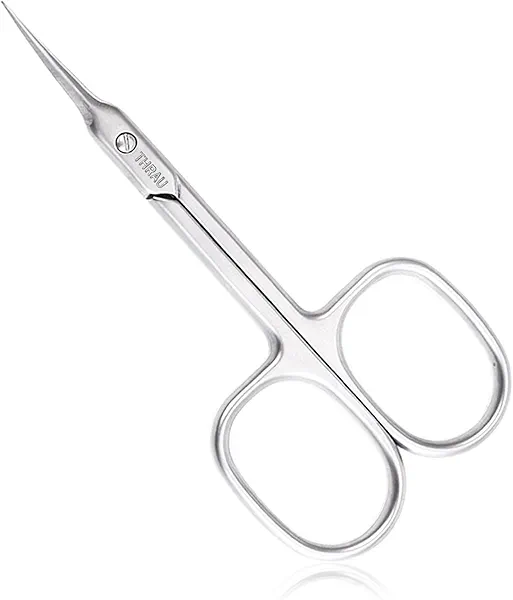 THRAU Cuticle Scissors Extra Fine for Manicure and Pedicure, Curved Blade Nail Scissors, Precise Pointed Tip Grooming Kit for Eyebrow, Eyelash, Trim Nail and Dry Skin, Small Scissors