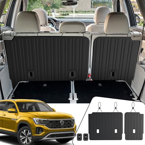 JOULARISE Kick Mats Backrest Mats for 2018-2025 Volkswagen VW Atlas Bench Seat Car Mat Accessories(Not Fit Cross Sport), All Weather TPE Protector SEL SE Peak Edition(2nd Row Kick Mats 7 Seats)