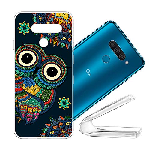 vingarshern Funda para LG Q60 Carcasa Silicona Suave,TPU Gel Cover Protector,Ultra Fina Anti-Choque Estuches Cubierta Case LG Q60 Funda Protectora,Búho de Color