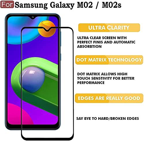 Image of STP FEEL� Glass Screen Protector For Samsung Galaxy A02S HD Clear, Bubble-Free, Anti-Scratch Full Protection Tempered Glass - Black, Pack of 1