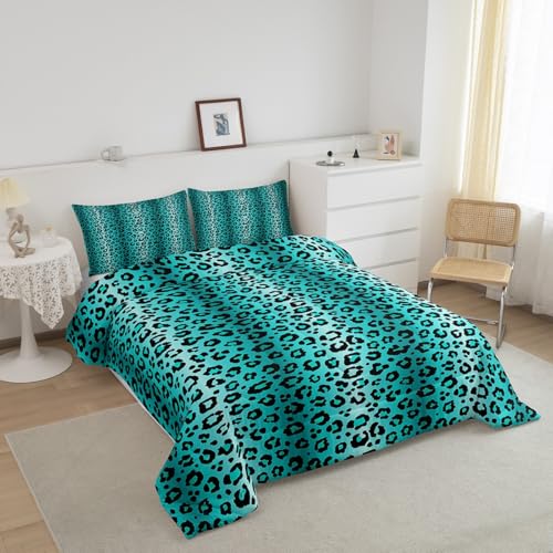 Image of Feelyou Safari Animal Fur Print Bedding Set Boys Girls Leopard Comforter Set Cheetah Stripes Print Comforter TeensWildlife Duvet Set 3Pcs