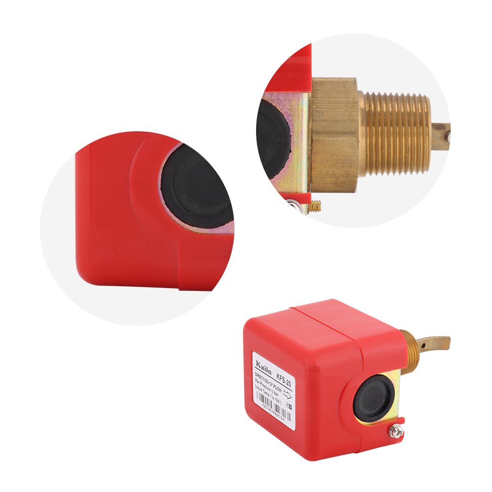 Flussostato Acqua, Akozon Sensore Interruttore Acqua SPDT R3 / 4 Sensore di Livello Olio Liquido Controllo Automatico Interruttore di Flusso a Paletta 15A 250 V IP54 Pompa Rame