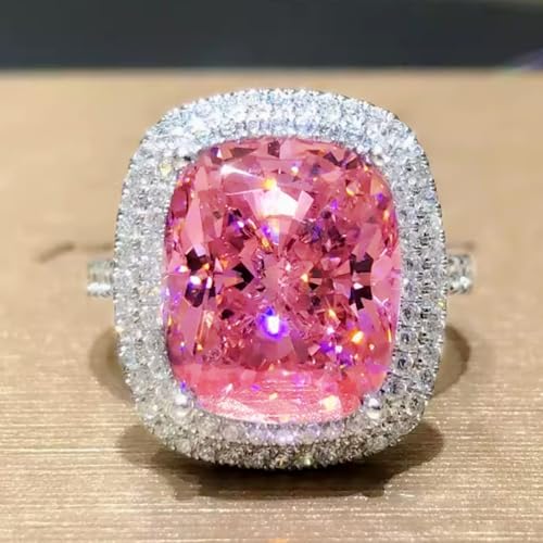 Rings for Women, CZ Halo Engagement Ring Cubic Zirconia Wedding Ring 10 * 12mm Cushion Cut Promise Ring Silver Plated Fashion Jewelry4