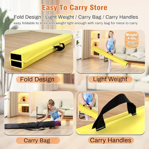 Image of Marfula 6 FT / 8 FT / 9 FT Folding Gymnastics Beam Foam Balance Floor Beam