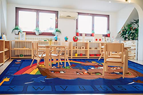 Carpets for Kids KID$Value Plus 74013 Alphabet Noah Rug 4ftx 6ft Rectangle Blue