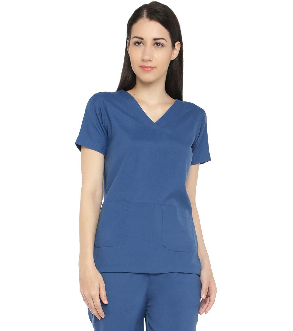 Associated Uniforms Women's Poly Cotton Scrub Suit - Ideal for Doctors, Dentists and Healthcare Professionals. Classic (S - 36, Cobalt Blue)