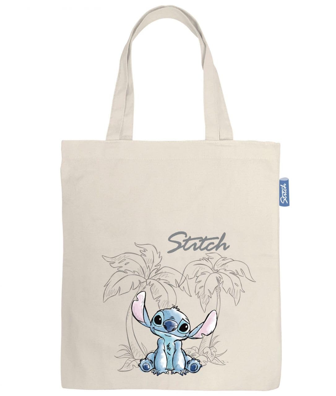 Sac Shopping Stitch Officiel Disney 37x41 cm Coton Polyester Trousse 22,5x16 cm
