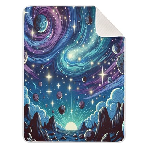 Burbuja Cartoon Galaxy Baby Blanket for Boys Girls, Nursery Soft Warm Swaddling Receiving Baby Blankets, 30x40 in Toddler Blanket