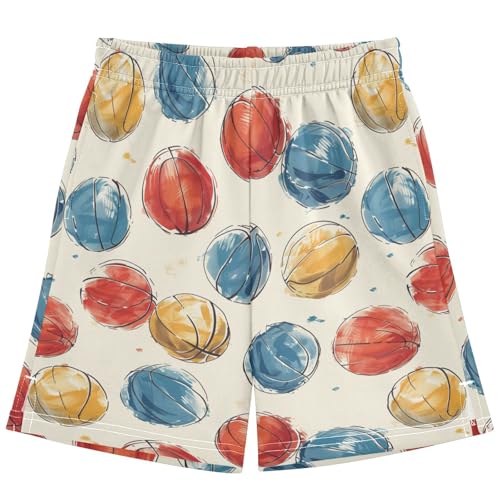 Boys Athletic Shorts Colorful Basketball Soccer Gym Shorts with Pocket for Outdoor Activity 7-15Y