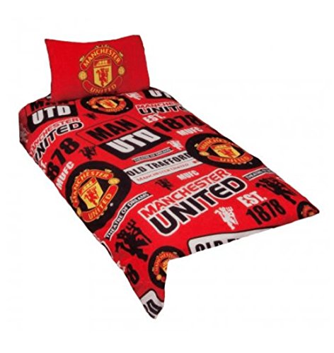 Manchester United Parure de lit 1 Personne avec Patchs Officiels Multicolore