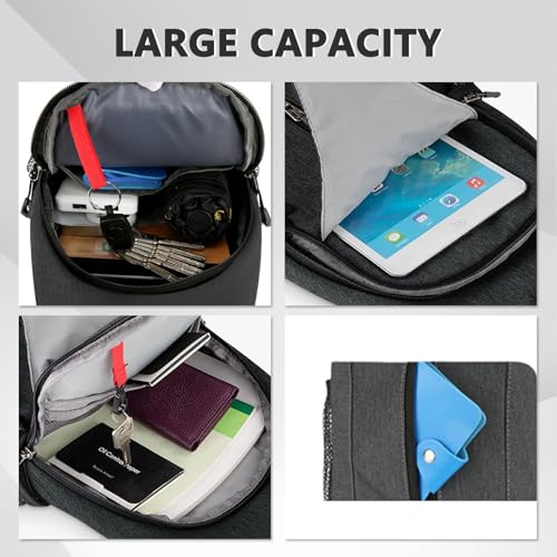 Aucuu Sling Rucksack, Brusttasche Sling Bag Klein, Schultertasche, Multipurpose Crossbody Bag, Crossbody Umhängetasche mit Kopfhörerloch, Schulterrucksack für Wandern Reisen Klettern Herren Damen