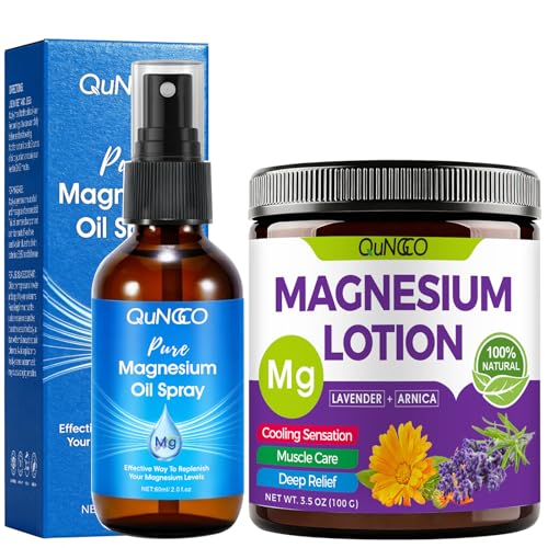 Magnesium Lotion & Pure Magnesium Oil Spray for Sleep Leg Feet Body & Muscle Relaxation Magnesium Chloride Spray Magnesium Cream with Arnica+Lavender Less Itch Skin Friendly Self Care Gift