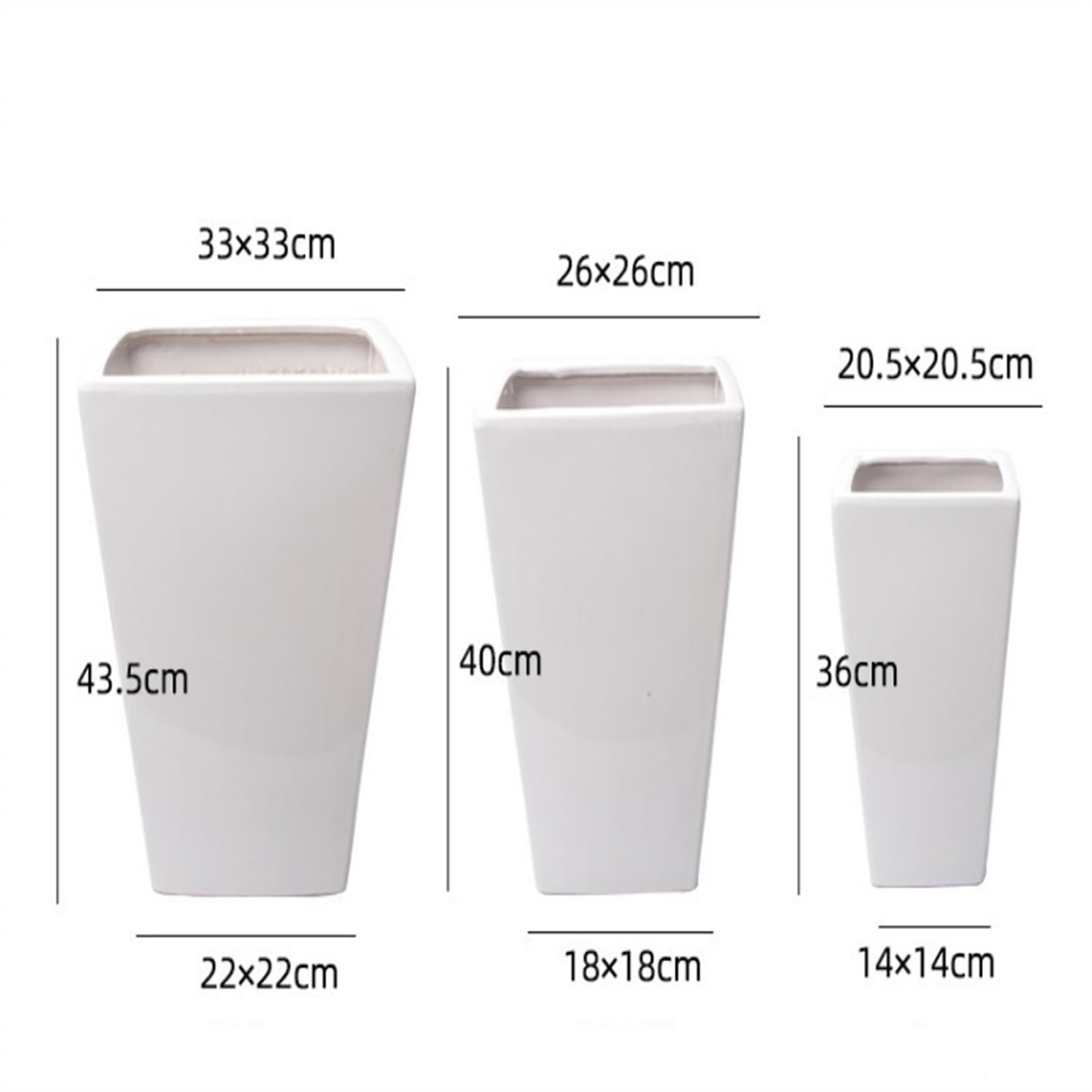 Doniczki Doniczki Duże ceramiczne doniczki Willa Centrum handlowe Salon Korytarz Wysoka doniczka Doniczka Biała kwadratowa Duża doniczka 3 rozmiary Możliwość wyboru doniczek Doniczka ceramiczna(Biały,