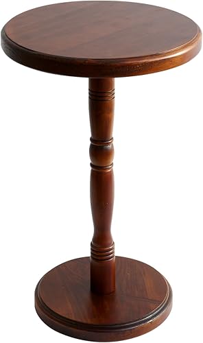 Miniatura 3 de LAPTAIN Mesa redonda para bebidas, mesa de pedestal de acento, mesa auxiliar de madera maciza para sala de estar, sofá, silla, expreso