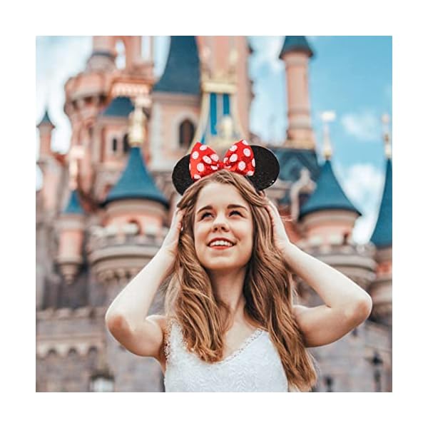 Etluk mouse ears headbands, 2 pcs bow headband, classic shiny bow cute headbands for women, girls - image 6