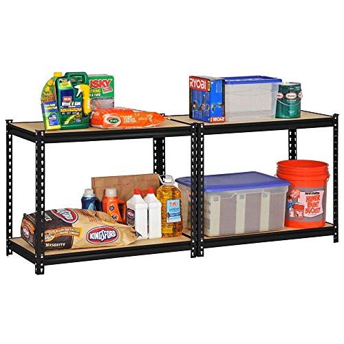Image of Ash & Roh MDF Wood Adjustable 4-Shelf Unit Display Storage Rack (Black, 54 inch H x 24 inch L x 12 inch D)