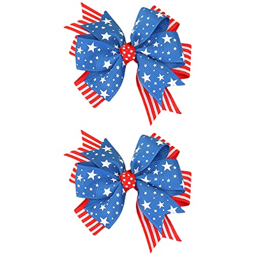 J.h Living 2Pcs American Flag Boutique Bow Jewelry Knot Fourth Of July Hair Accessories July 4 Independence Day Patriotic Crocodile Hair Clips (#E) #TOP25