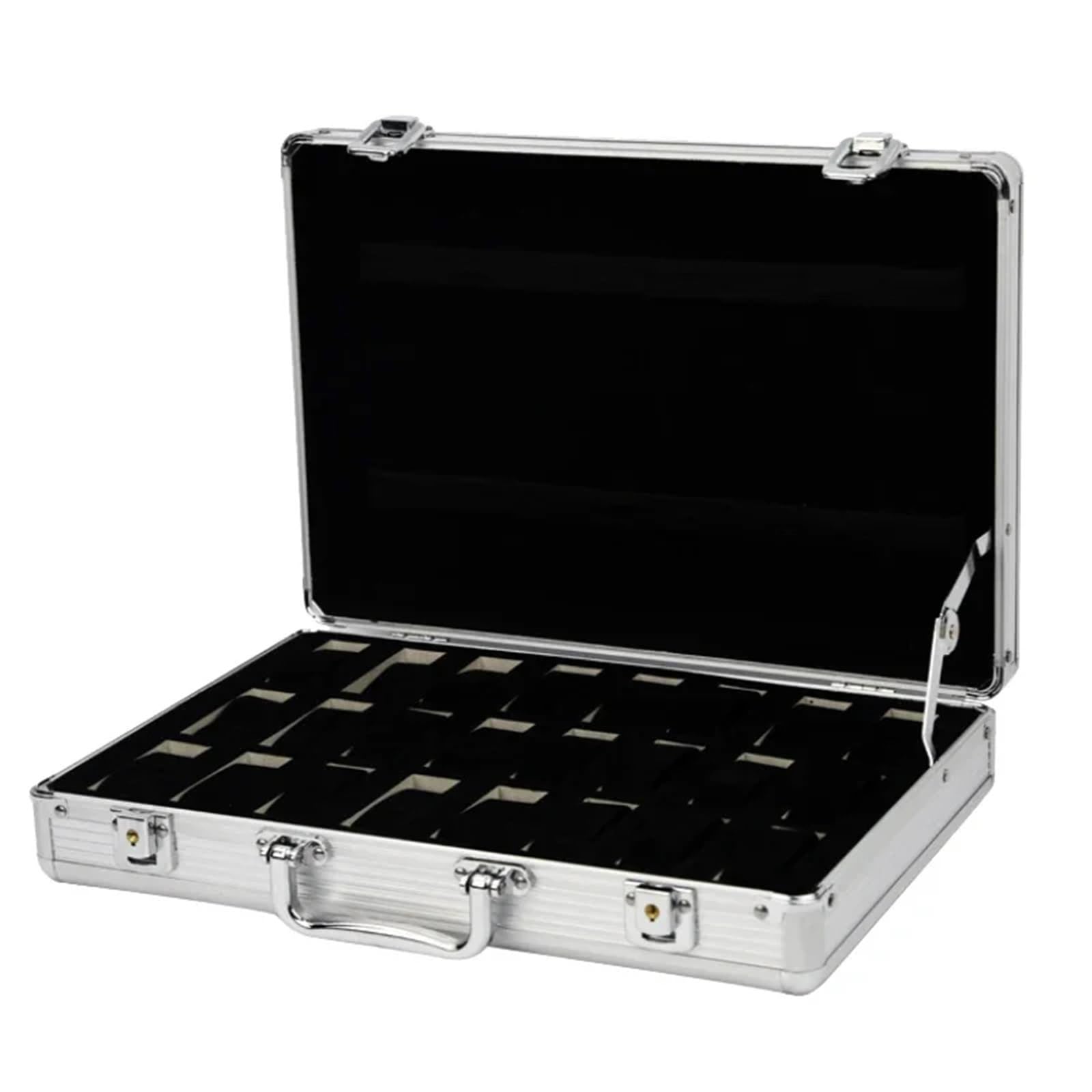 Caja Expositora Para Relojes Caja de reloj de 12/24 vigas, caja de almacenamiento con patrón de producto de aleación de aluminio, colección de cajas de regalo, Caja expositor de relojes(24Aluminium)