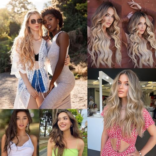 Amgpt Clip In Hair Extensions For Women, 6Pcs Long Wavy Curly Clip On Hair Extensions 20 Inch Honey Blonde Mixed Light Brown Synthetic Thick Hairpieces thumb #2