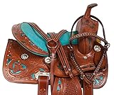 RAJ INTERNATIONAL Premium Leather Western Barrel Racing Horse Saddle Tack, Size 14' to 18' Inch Seat...