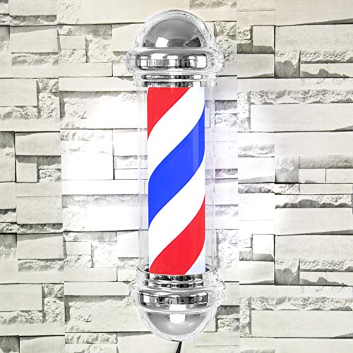 GZZJ LED Barber Pole Light Outdoor Classic Rotating Hair Salon Barber Shop Sign Red White Blue Strips Wall Mountable Waterproof Save Energy