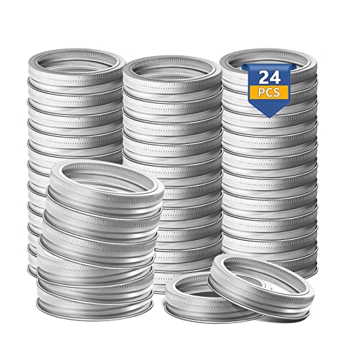 Wide Mouth Canning Rings - 24 PCS Mason Jar Split-Type Seals, Metal Replacement Bands, Rust and Leak Proof Reusable for Large Jars