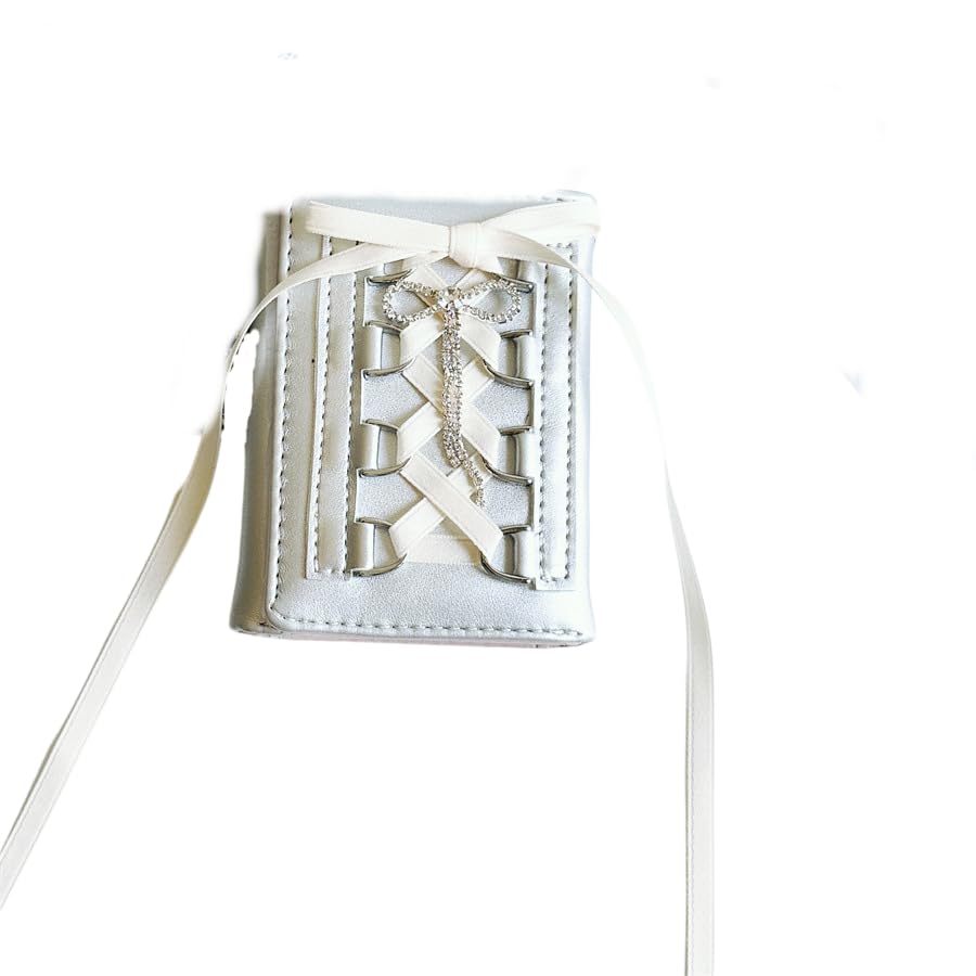 Small Wallet for Women Balletcore Cute Y2K Tri-fold Vintage Wallet Rhinestones Bow Goth Purse Leather Cash Card Holder