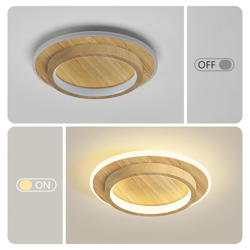 Oświetlenie Sufitowe Led, Nowoczesna Sufitowa Półpłaska, Minimalistyczna Okrągła Metalowa Sufitowa Do Korytarza, Przedpokoju, Sypialni, Balkonu/Kolor Orzecha Włoskiego/25 Cm