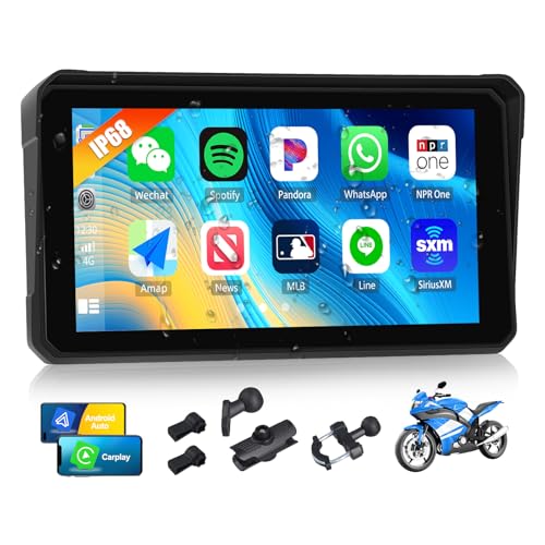 Image of SIXWIN Wireless Motorcycle CarPlay Android Auto 6 Inch Car Play Moto Support TPMS Bluetooth IP68 Waterproof for Motorbike GPS Navigation,Siri,Google Assistant