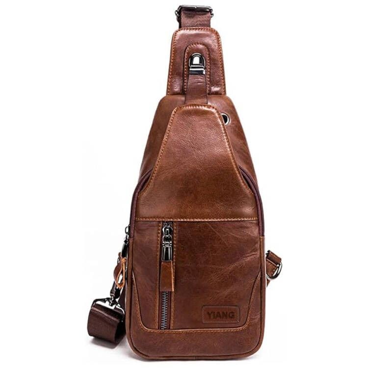 Leathario Herren Brusttasche Leder Sling Bag...