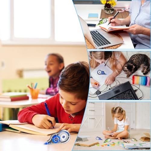 12er Pack Korrekturroller, 12m x 5mm Korrekturmaus Set, Mini Maus Roller Korrigieren mit Schutzkappe, Korrekturroller Maus für Schüler Büroangestellte, Correction Tape Schulsachen, Korrekturband