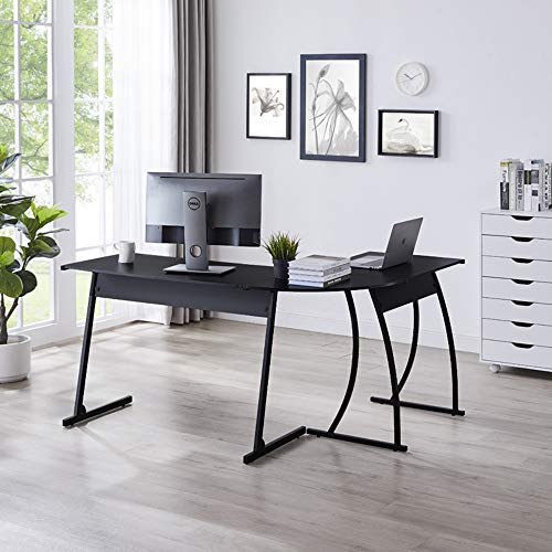 CHADIOR L Shaped Corner Computer Gaming Desk 58"L x 44"W Modern Workstation Table for Small Space Home Office, Black