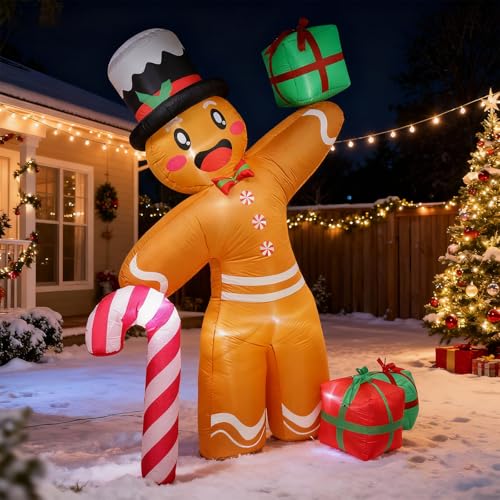 Aufblasbare Weihnachtsdeko: 2,4M/ 8FT Lebkuchenmann Deko Aufblasbare...