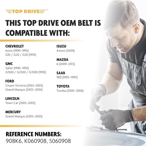 Image of Top Drive, 6PK2305, Premium Engine EPDM Serpentine Belt, 91.30 inch Length | 6-Rib, Automotive Replacement Serpentine Belt, Equivalent References K060908 and 5060908