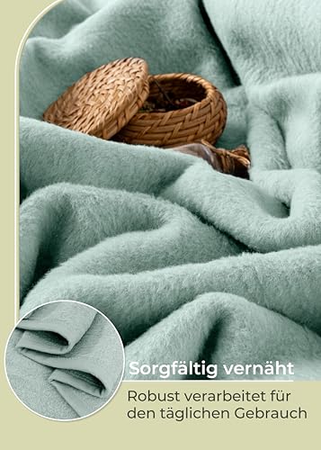 LAYNENBURG Premium Baumwolldecke 150x200 cm - Oeko-TEX 100 - Baumwollmix Kuscheldecke - Decke als Wohndecke, Sofa-Decke & Couchdecke - Wolldecke kuschelig-warm aus Baumwolle (mintgrün)
