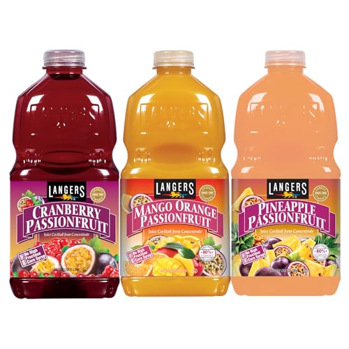 Langers Juice Variety Pack, Cranberry Passionfruit, Mango Passionfruit, Pineapple Passionfruit, 64 fl oz (Pack of 3)